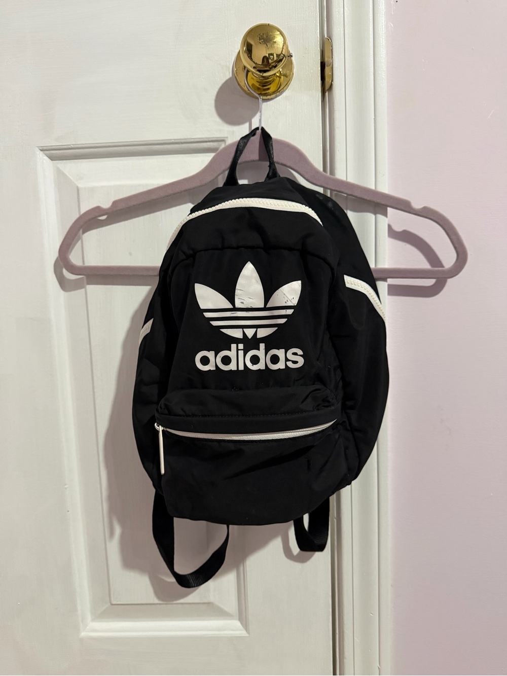 adidas Black Mini Backpack with White Trefoil Logo